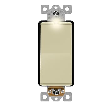 LIDER Minimalist Design Lighted 4-Way Decorator Light Switch, Four Way Frameless Rocker Switch, Residential/Commercial Grade, 15A 120V/277V, LS15-4W-I, UL Listed, Thermoplastic, Matte Ivory, 1-Pack