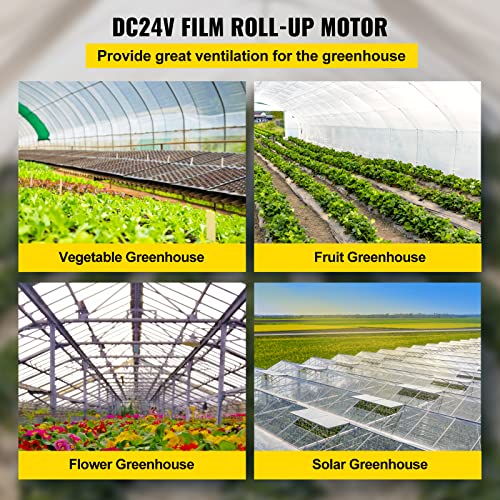 Vevor Greenhouse Roll Up Motor, 100W Dc 24V 3.2 Rpm, Waterproof Aluminum Alloy Electric Greenhouse Frame Shed Roll-Up Motor With Accurate Limit Switch, For Greenhouse Ventilation, Automatic Venting #TOP1