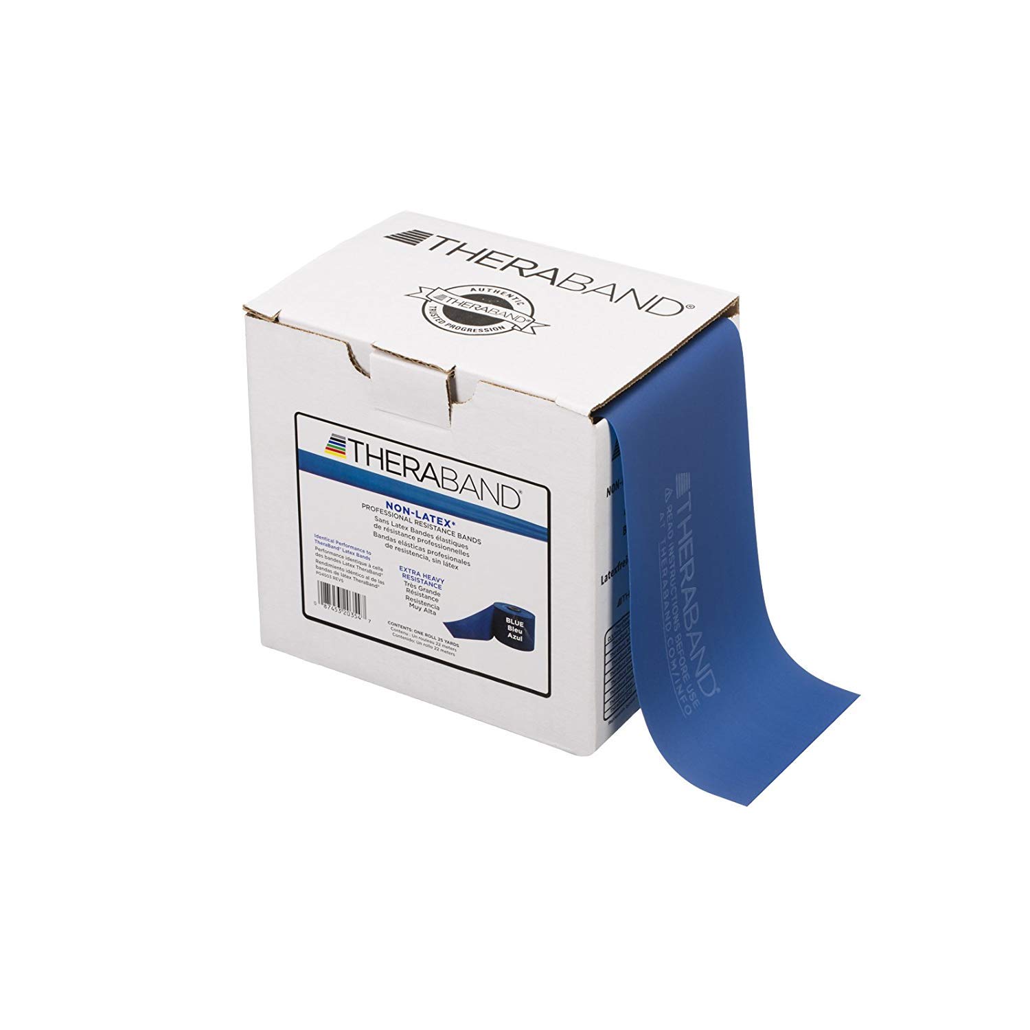 TheraBand Professional Non-Latex Resistance Bands for Upper and Lower Body Exercise Workouts Physical Therapy Lower Pilates and Rehab 25 Yard Roll Dispenser Box Medium Beginner Level 3- Blue-image-47
