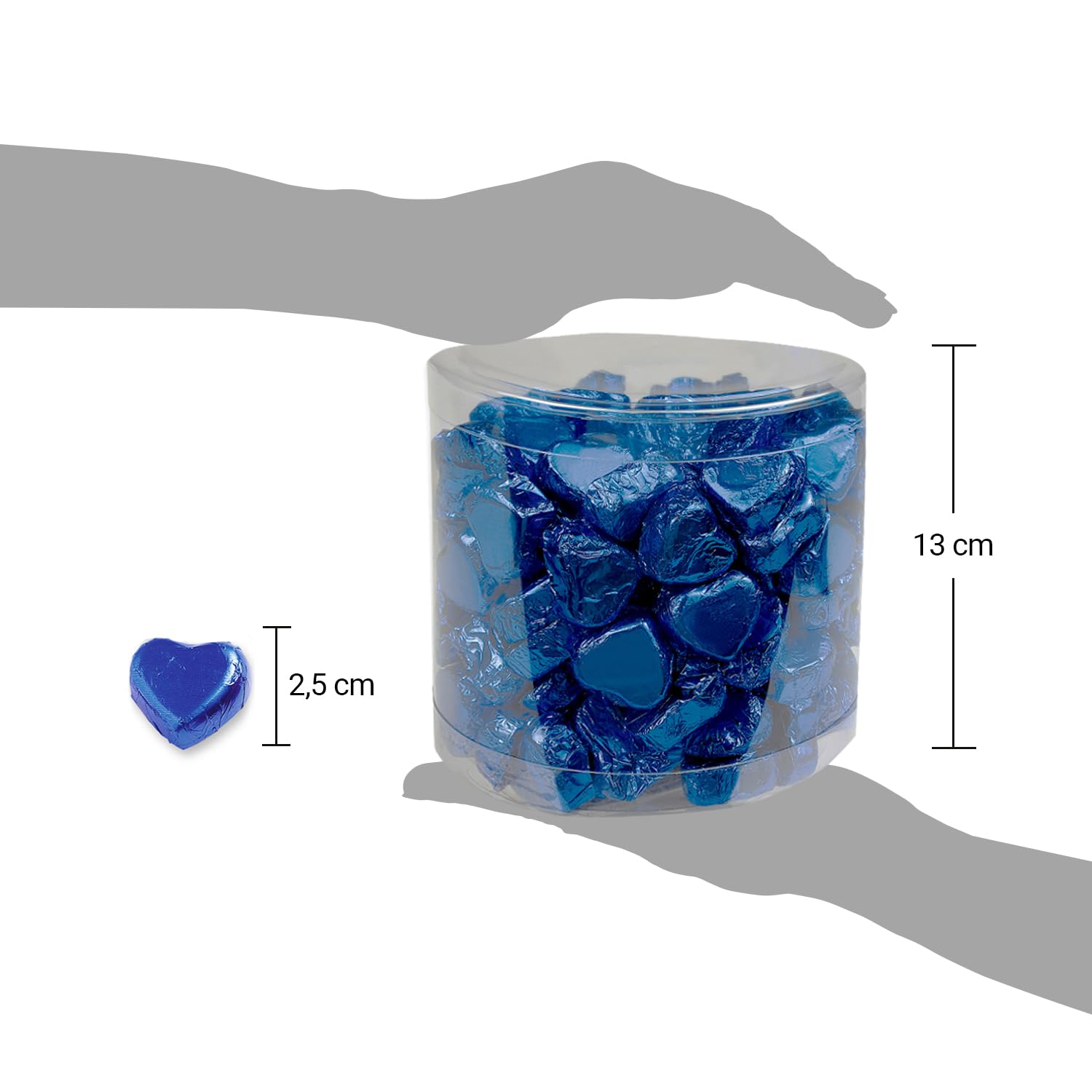Günthart 150 Stück blau Schokoladen Herzen mit Nougatfüllung | Nougatcreme Pinguine | Schokoladenherzen blau Pinguine | Give away | blaue Herzen aus Schokolade | Pingu (1,2 kg) (Packung mit 2)