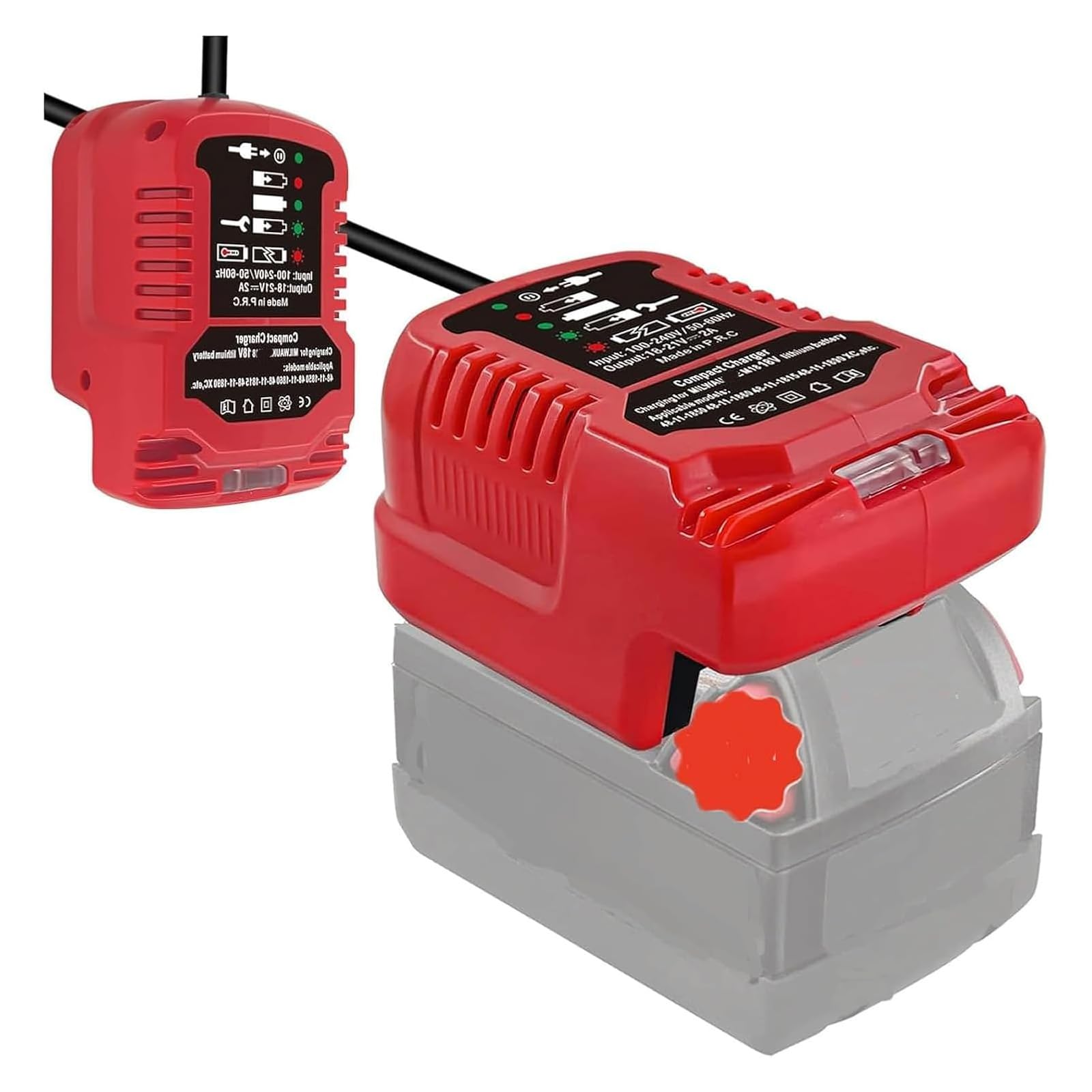 M-18 Multi Voltage Lithium Ion Battery Charger for Milwaukee Charger Comaptible with Milwaukee M-18 18V Lithium-ion Batteries 48-11-1862, 48-11-1880, 48-11-1850, 48-11-1852, 48-11-1812
