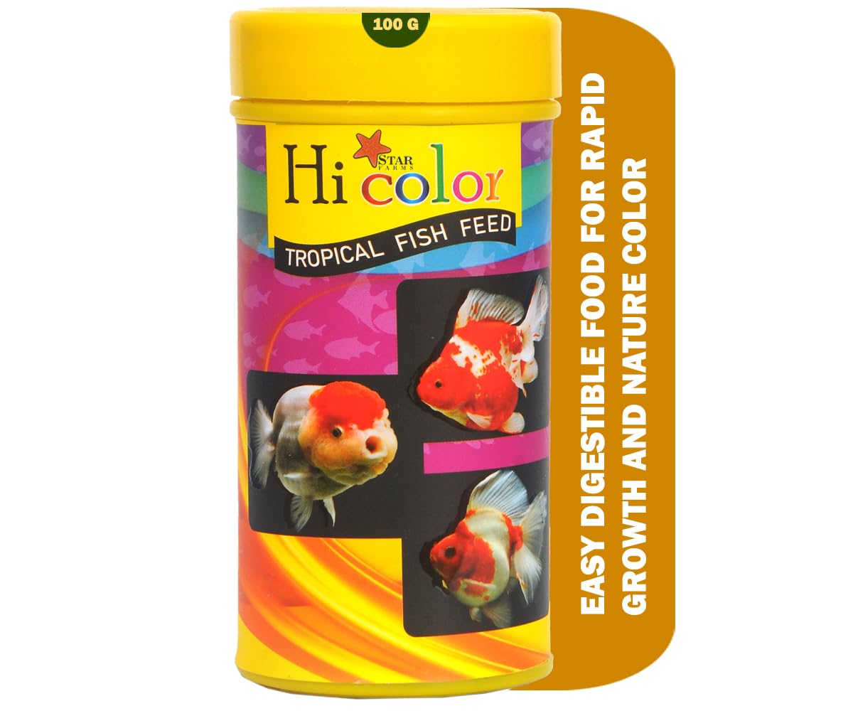 Star Farms Hi Colors - Aquarium Fish Food for All Fish, Tropical - 100g High Protein Pellets for Betta, Guppy, Goldfish, and More - Enhance Color & Growth with Natural Ingredients/Omega 3