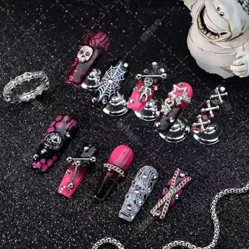 Handmade Press on Nails Halloween Nail Press ons Long Coffin