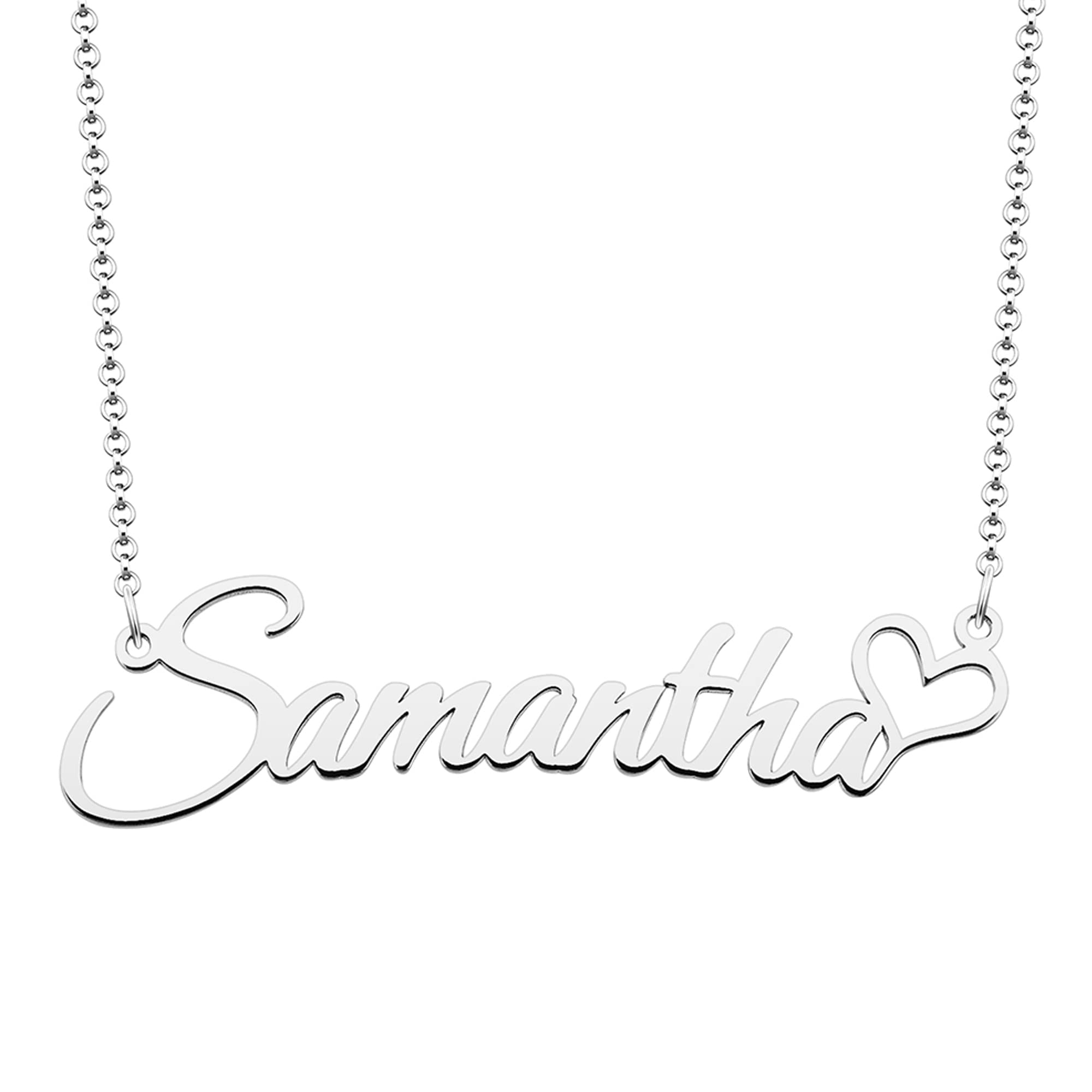 Lifequeen925 Sterling Silver Heart Personal Name Necklace Semi-Custom Made Customized Personalized Gift for Girls Boys Women Men