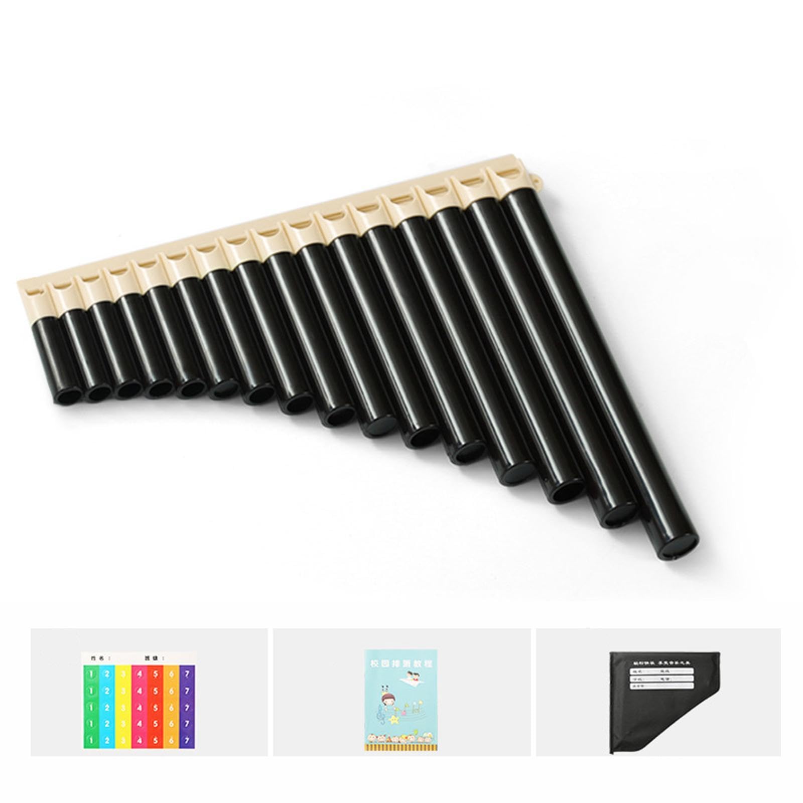 Colaxi 16 Pipe Pan Flute,Musical Instrument,Teaching, Portable,Traditional,Panpipe Key of C, for Music Lover Performance, Beige Brown