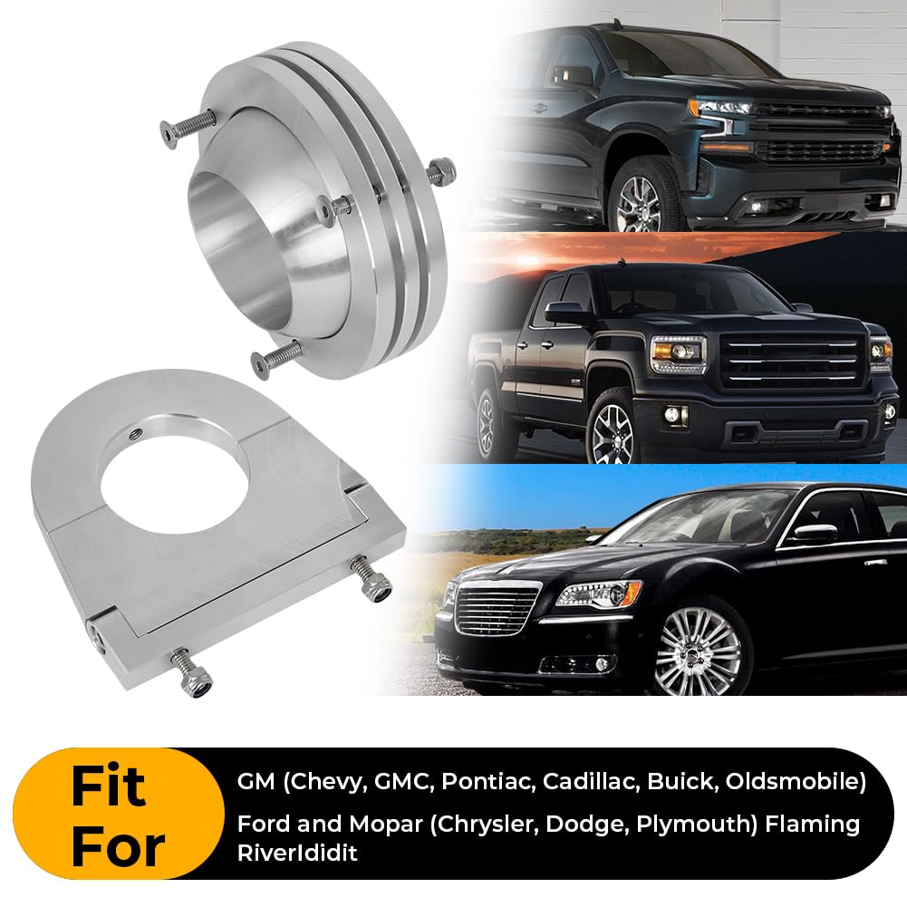 Steering Column Mount for GM Ford Mopar Flaming River Ididit Universal 2" Swivel Base Floor Mount & 2 1/2" Chrome Steering Column Drop Comb