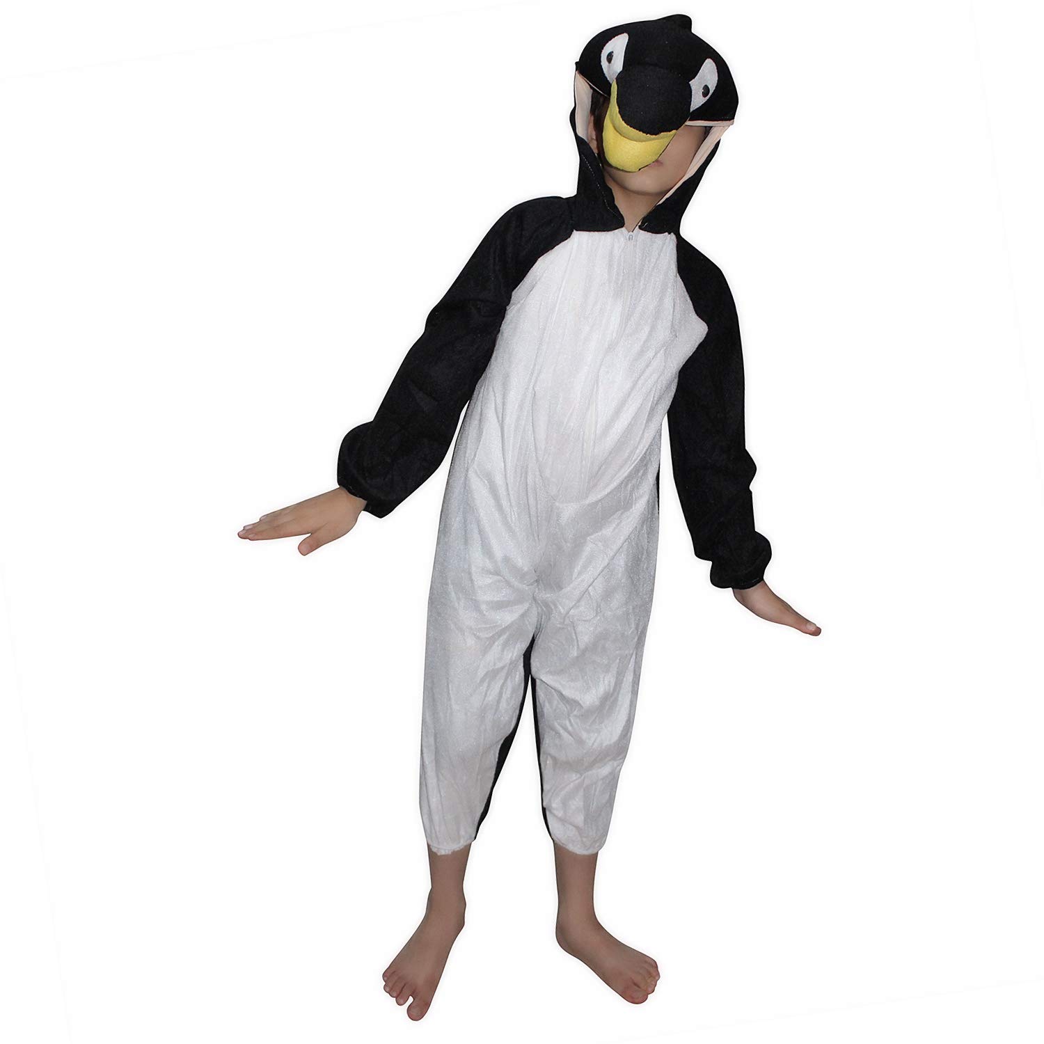 Kaku Fancy Dresses Fleece Penguin Bird Costume For Kids - Black, 5-6 Years | Animal Fancy Dress For Boys & Girls