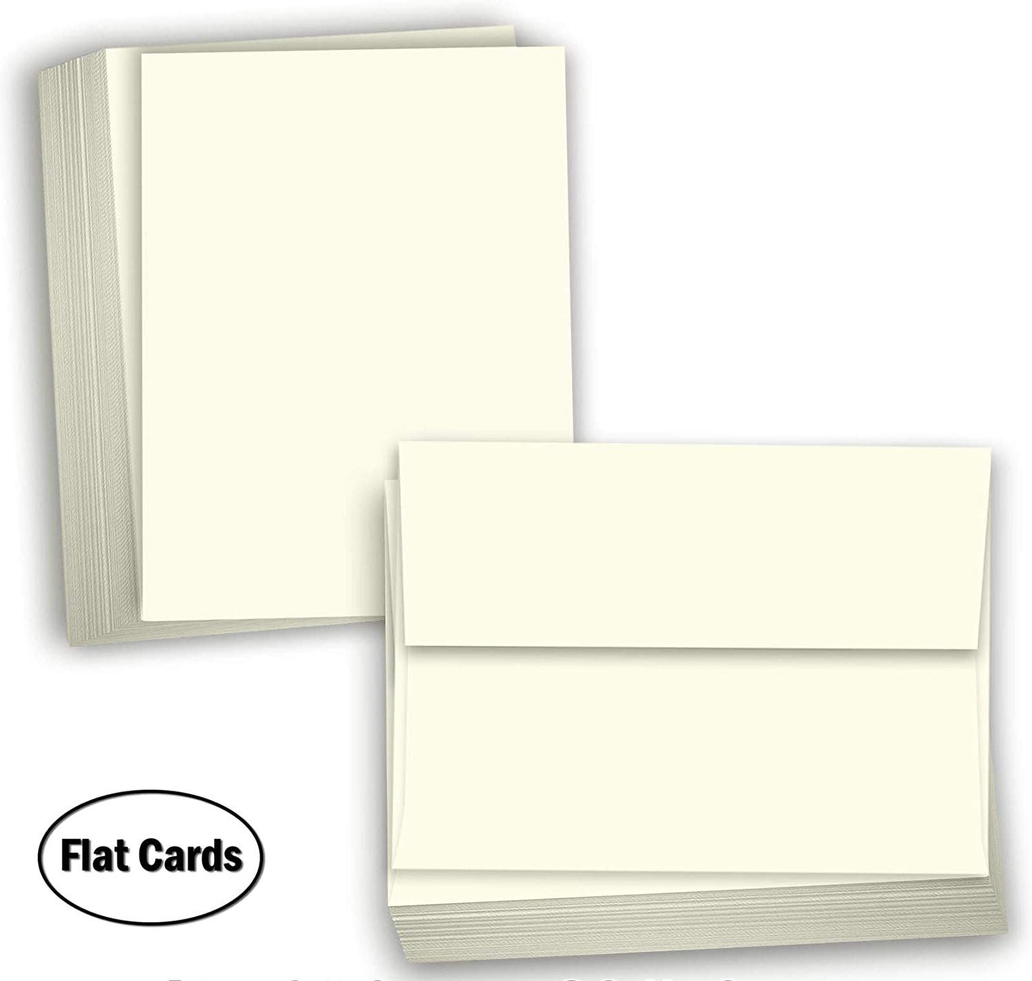 Hamilco Tarjetas y sobres en blanco, planos de 4.5 x 6.25 pulgadas, A6, papel de cartulina crema, cartulina de 80 libras para impresora, paquete de 100