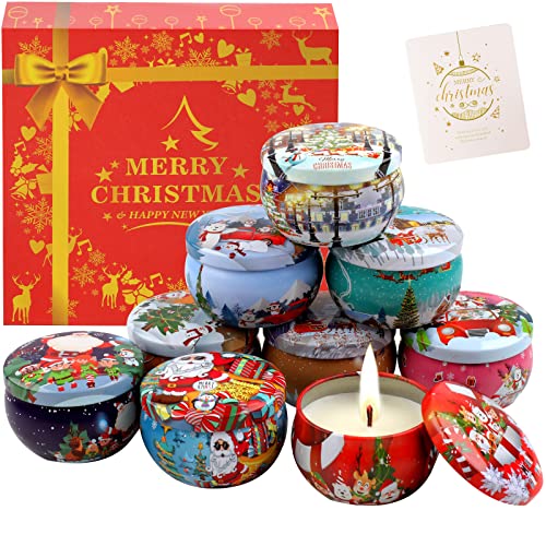 TEPENAR Weihnachtskerzen Duftkerzen Set | 9 * 2.5 Unzen natürliche...