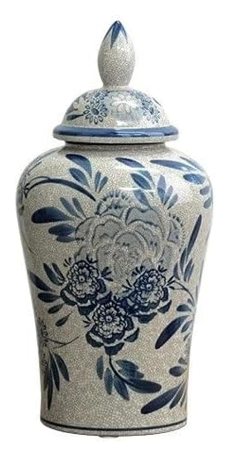 Vase Desktop Chinese Retro Ceramic Jar Blue and White Porcelain with Cover Handicraft Flower Arrangement Modern Home Decoration(S)