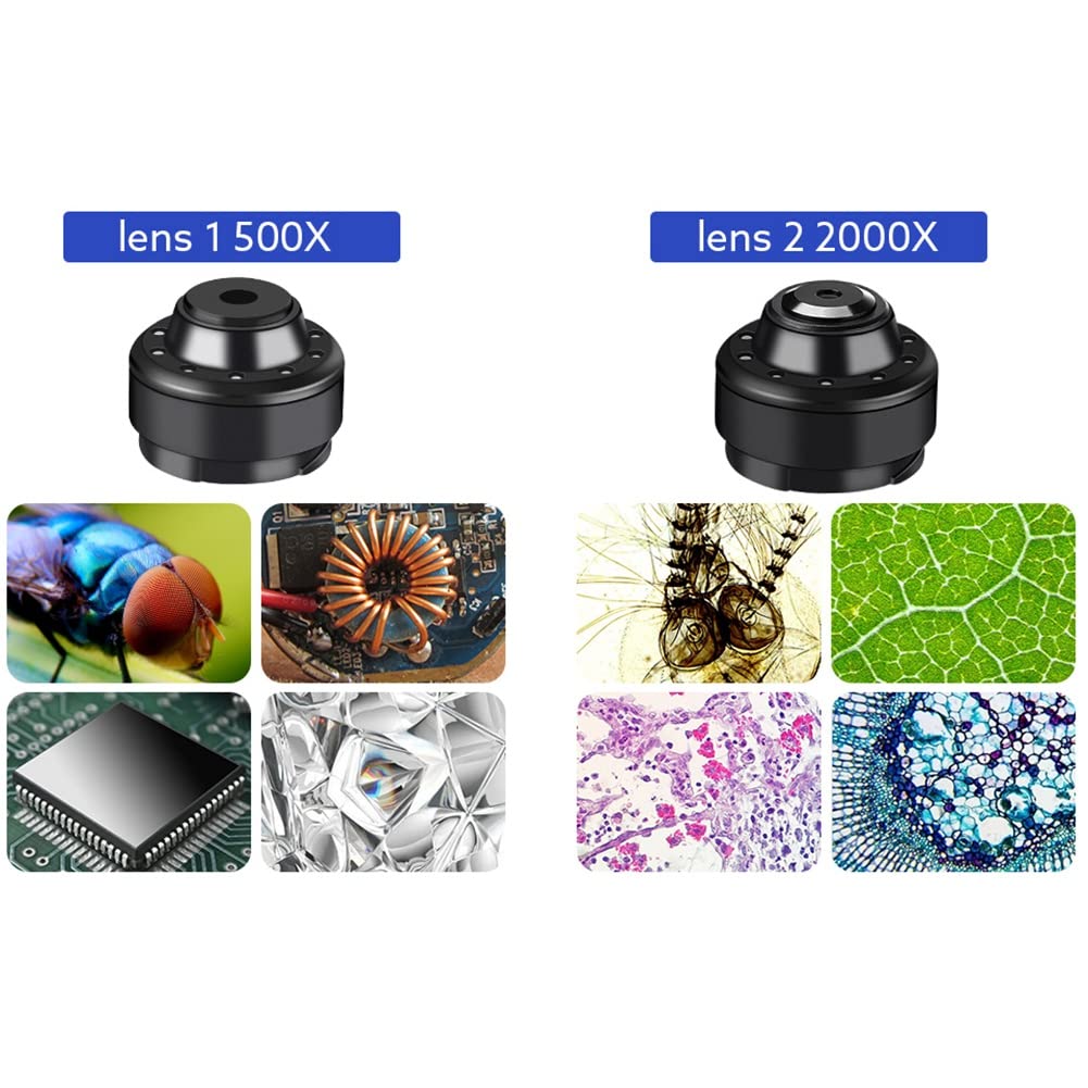 Microscopio digitale biologico 2000X WiFi USB microscopio con lente digitale e microbica con 11 LED regolabili