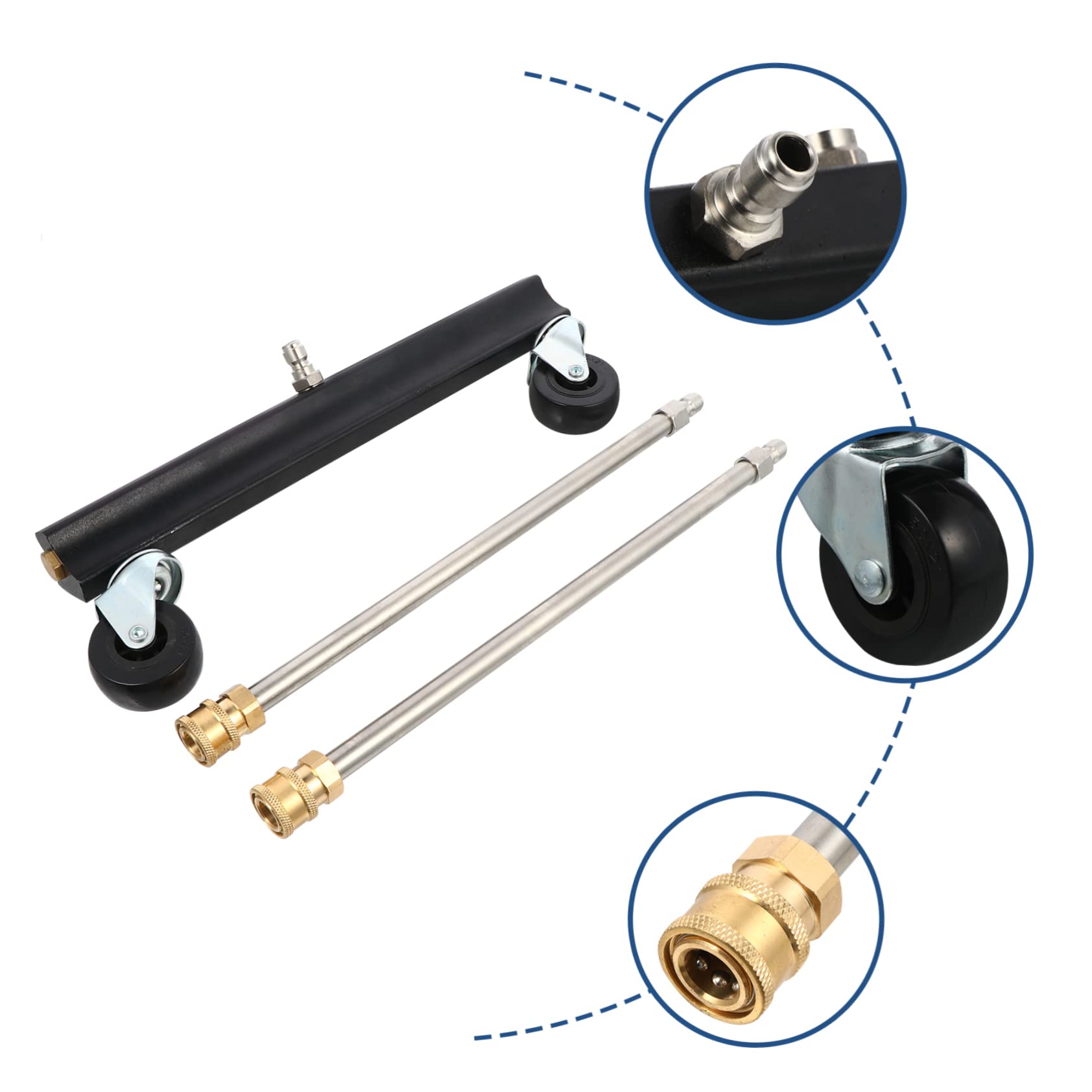 Hemobllo Cepillo para Hidrolavadora de Chasis Liberación Rápida 1/4 | Acero Inoxidable y Latón, Negro, Limpieza de Suelo y Bastidor de Coche, Remolque y Vehículo Comercial