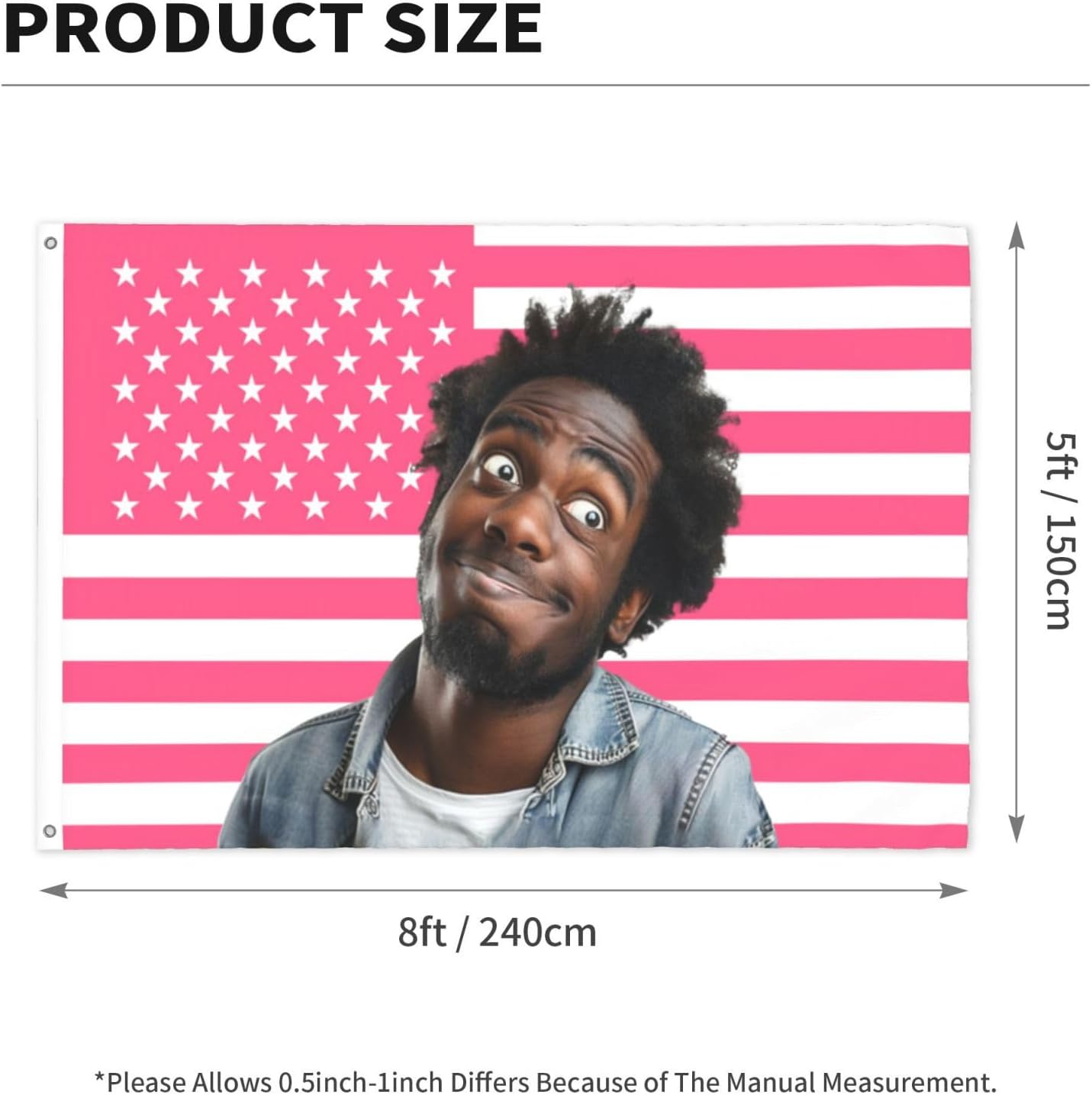 Custom American Flag 5X8 Ft Personalized Pink American Flag Design Your Image Customized Flag Decoration for Men Women Bedroom Living room Outdoor