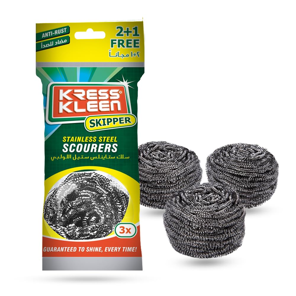 KRESS Kleen Scourers (3 Pieces), Silver, Stainless Steel