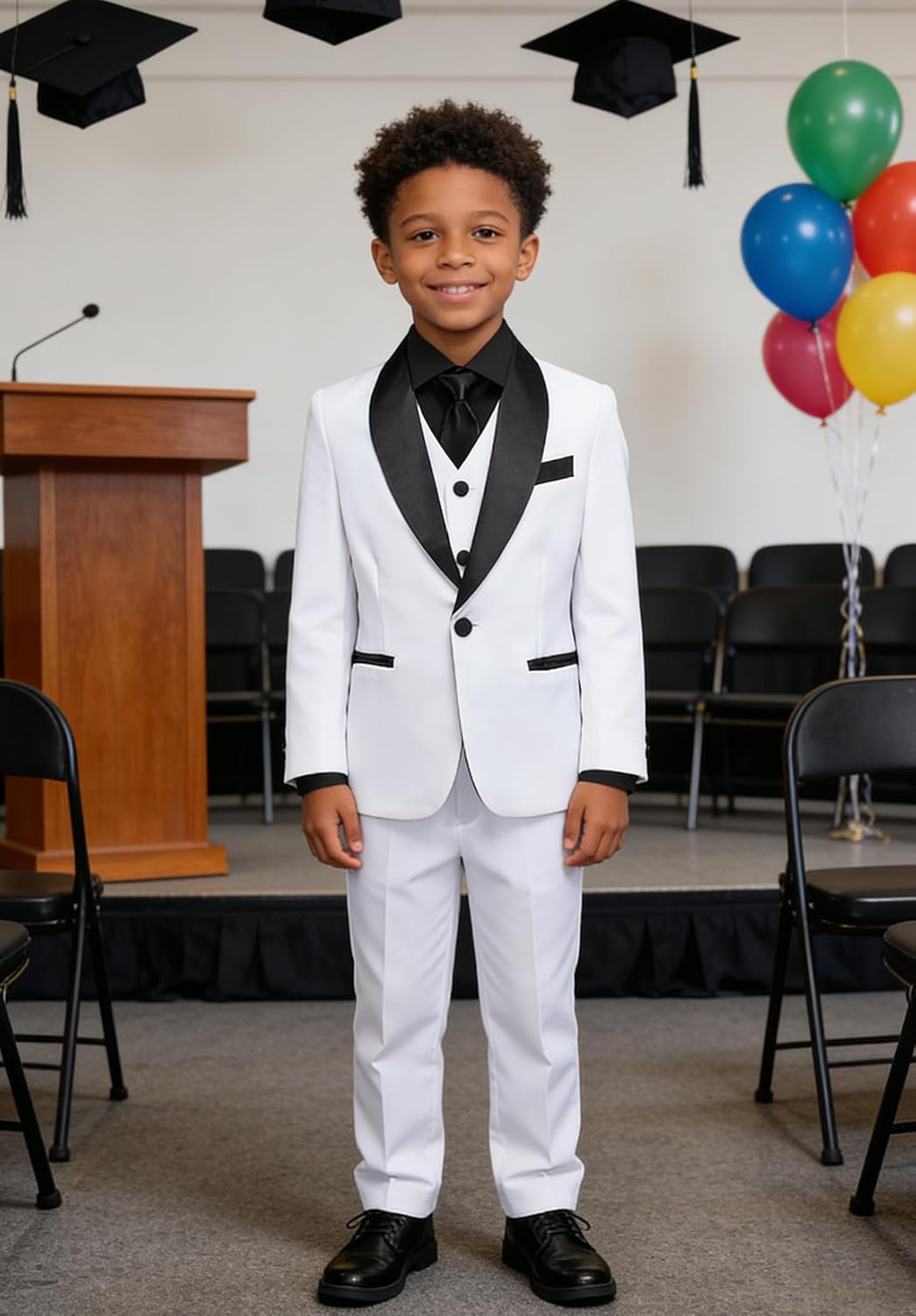 Boys Suits 5 Piece Formal Tuxedo Suit for Teen Boy Wedding Dress Clothes Slim Fit Kids Prom Dresswear with Shirts Tie
