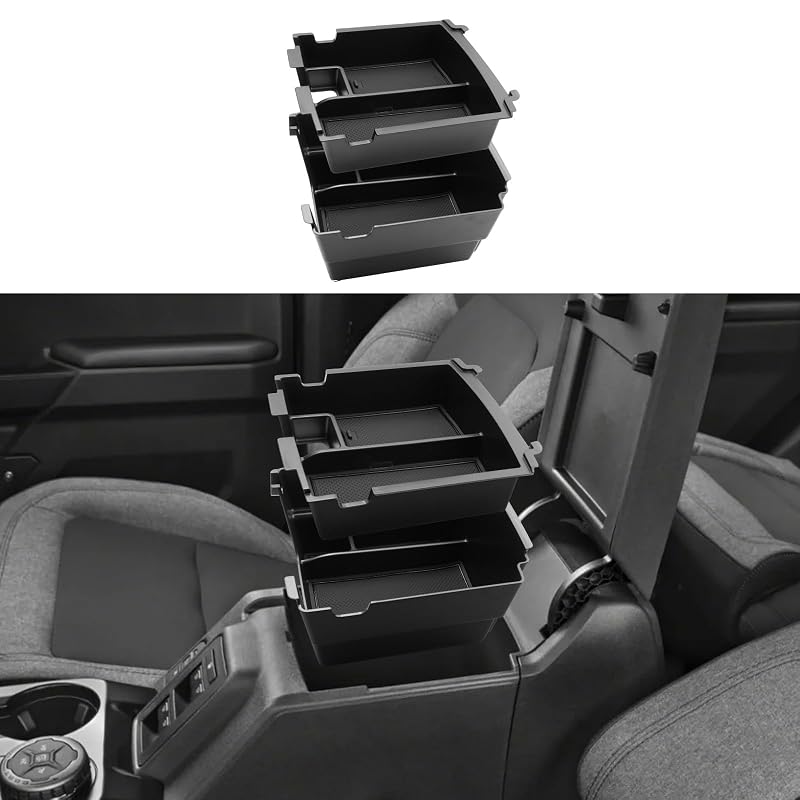 Organizador de Console Central Dupla Camada ECOZEN para Ford Bronco 2025-2026, 4 Portas com Câmbio Automático, Conjunto com 2 Unidades