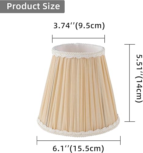 Miniatura 4 de Lampshades Chandelier Lamp Shades Small Pleated Empire Clip-on Fitter Lampshade 6"x3 34"xH5 35" Gold Linen Small Lamp Shade Set of 6