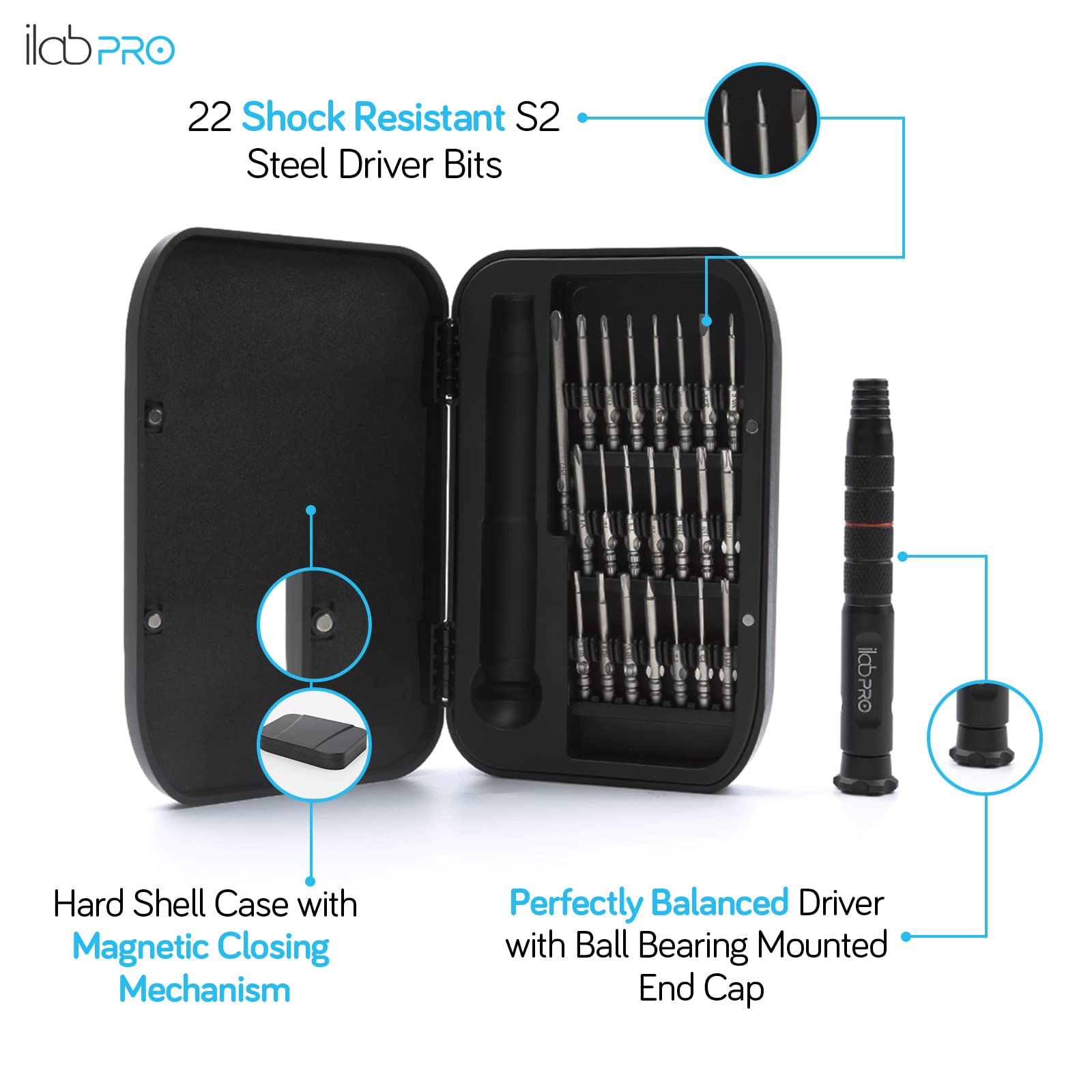 Jeu de tournevis de précision,Kit d'outils avec embouts de tournevis magnétiques et outils à main pour réparation de téléphone, tablette, Hex, Tri et Pentalobe (23 pièces)