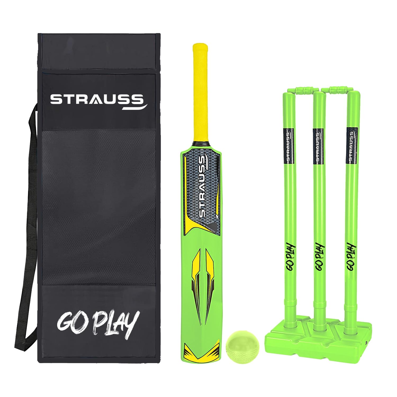 Strauss Cricket Combo Kit Set |Plastic/PVC Cricket Kit Set |Full Size|1 Bat + 1 Ball +3 Stumps +2 Bails + 1 Base | Color: Fluorescent Yellow | for All Age Groups | Tennis & Synthetic Ball Cricket Kit (B0C242HZ61) Amazon Price History, Amazon Price Tracker
