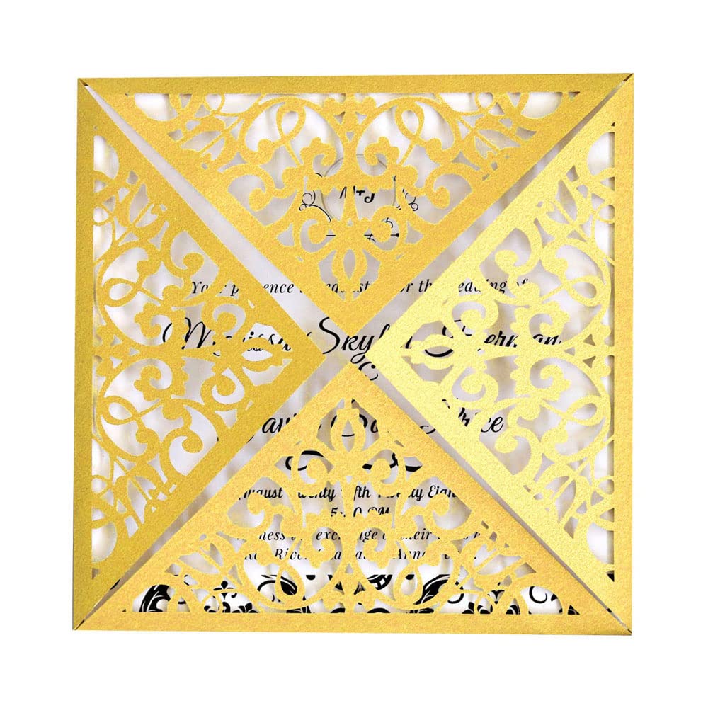 Kits invitations de mariage blanc laser cut avec insert vierge de 50 pièces