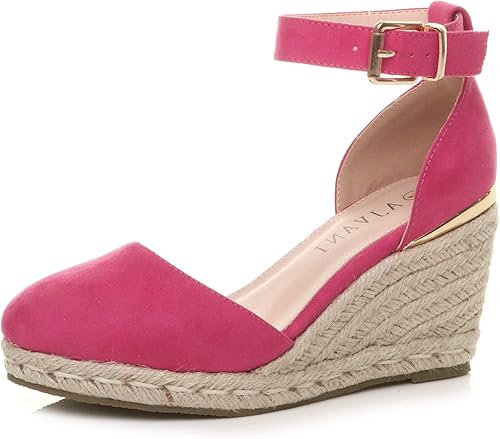 AJVANI Women's Platform Wedge Sandals With Buckle Ankle Strap – Comfy Espadrille Style
