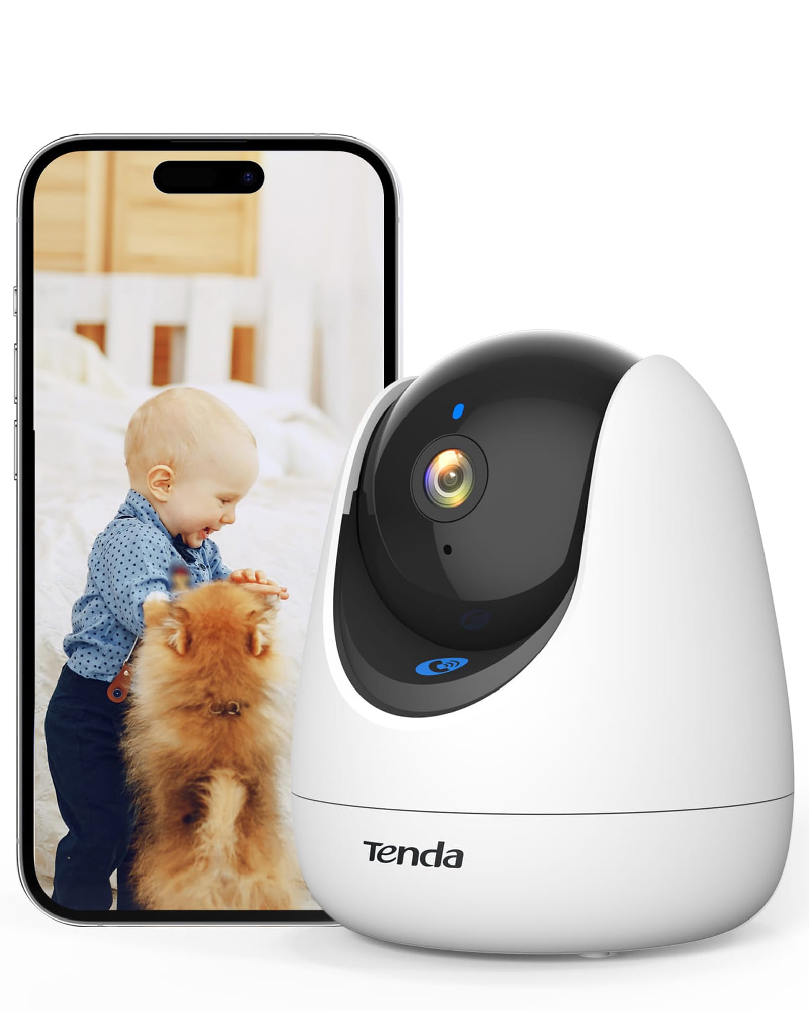 Tenda Tenda CP3 Pro V1.1 Cámara WiFi Vigilancia Interior 2K,Cámara de Seguridad Domo 360°, Visión Nocturna Detección de Movimiento, Audio Bidireccional, Compatible con Alexa, Camara Vigilancia para Mascota