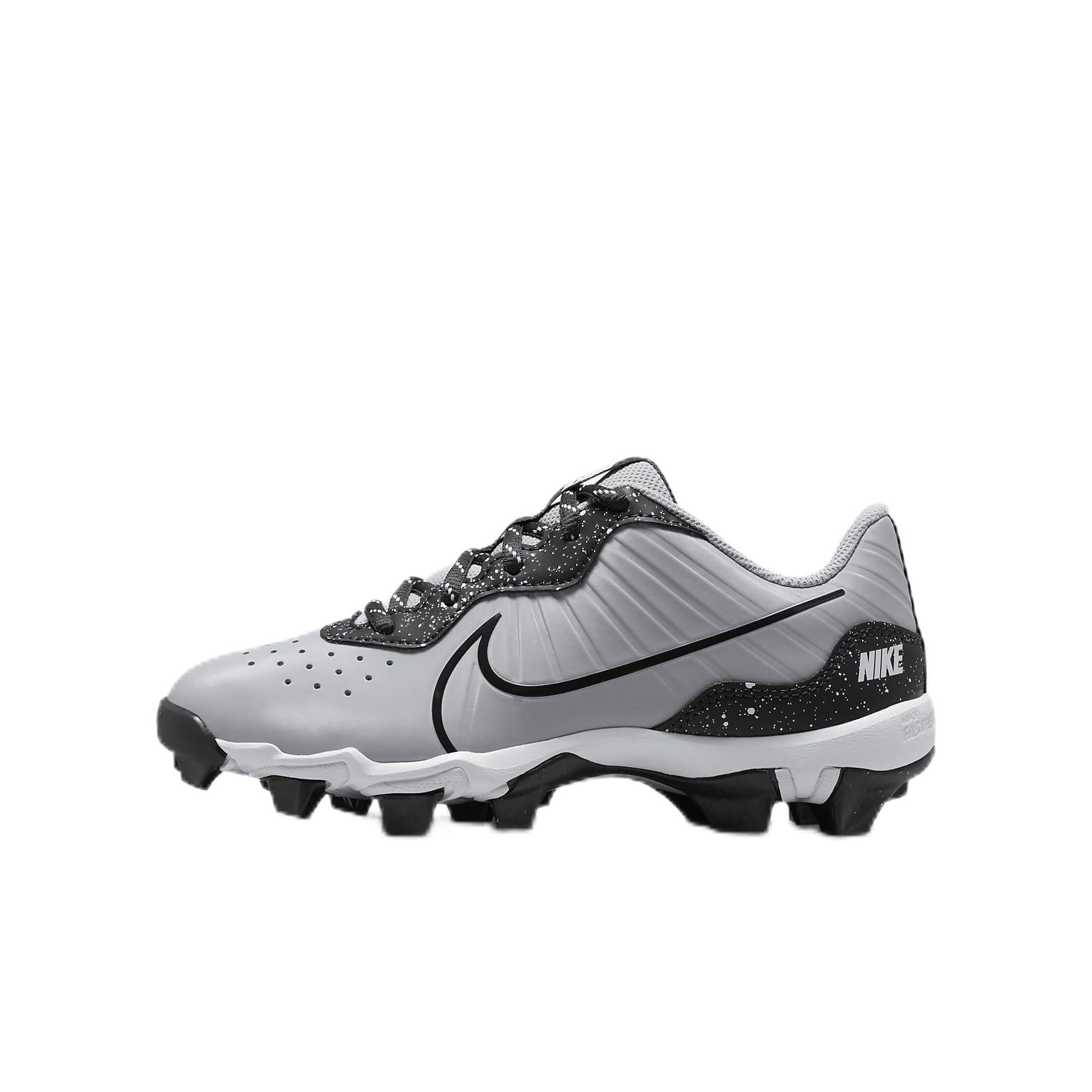 Nike Alpha Huarache 4 Keystone Little/Big Kids' Baseball Cleats (DJ6525-005, Wolf Grey/White/Dark Smoke Grey) Size 4.5