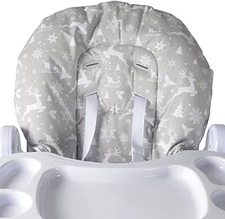 My Babiie MBHC8 Premium Highchair Seat Cover Only with 5-Point Harness - Padded PVC Seat Cover, Easy Clean, Seat Cushion Compatible with My Babiie MBHC8 - Festive Grey
