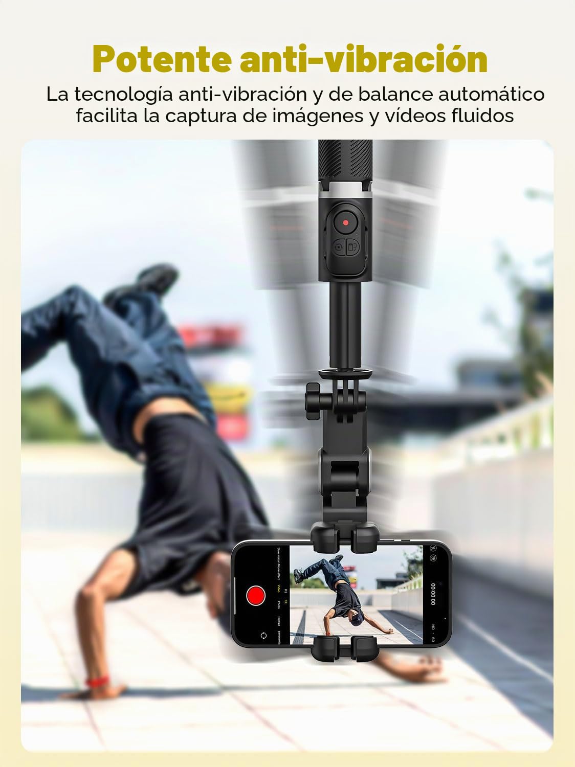 AOCHUAN Estabilizador de cardán para Smartphone, estabilizador de 1 Eje sin Seguimiento Facial Mediante App, trípode de Mano 4 en 1, cardán para iPhone Poste de extensión de 108 cm - M2 Pro Negro