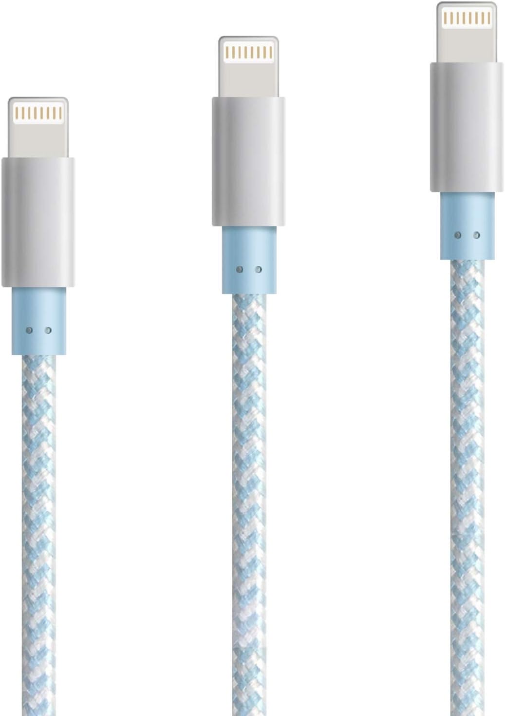 iPhone Charger Cable Lightening Cable 1M 2M 3M/3FT 6FT 10FT 3Pack Charging USB Syncing Data Nylon Braided Cord Compatible with iPhone 11/Xs/Max/XR/X/8/8 Plus/7/7 Plus/6/6S/6 Plus/5S/SE/Pro