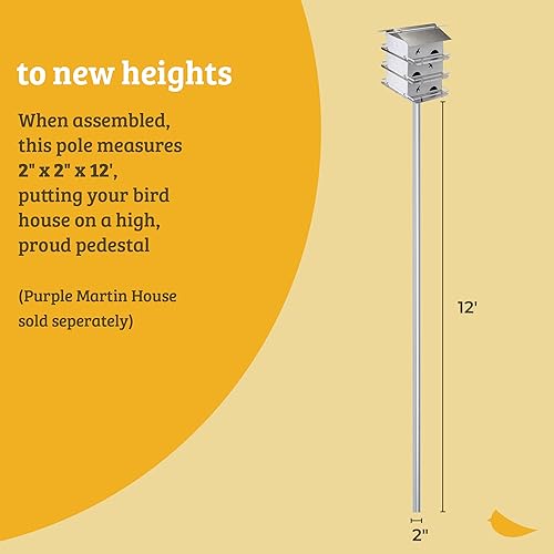 Miniatura 6 de Birds Choice Purple Martin Bird House - Poste telescópico de 3 secciones, 12.5 pies, accesorios de alta resistencia, color gris