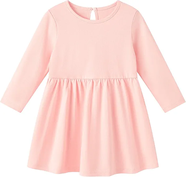 pureborn Baby Girl Dress Cotton Playwear Soild Color Dresses 0-6 Years