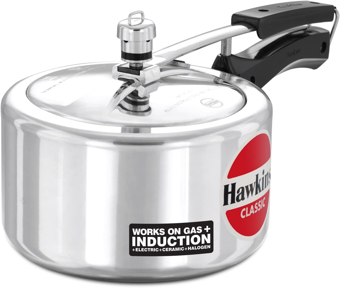 Classic 3 Litre Inner Lid Aluminium Pressure Cooker, Induction Cooker, Wide Design Pan Cooker, Silver (Icl3W), 3 Liter