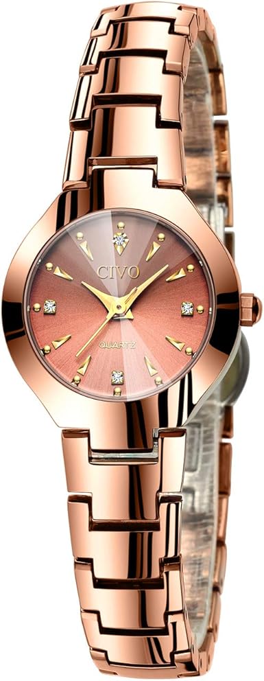 Achat Montre femme étanche 50 métres, boîte acier et acier doré rose,  bracelet acier et acier doré rose et verre minéral : Longueur - Taille  Unique - Le Manège à Bijoux®