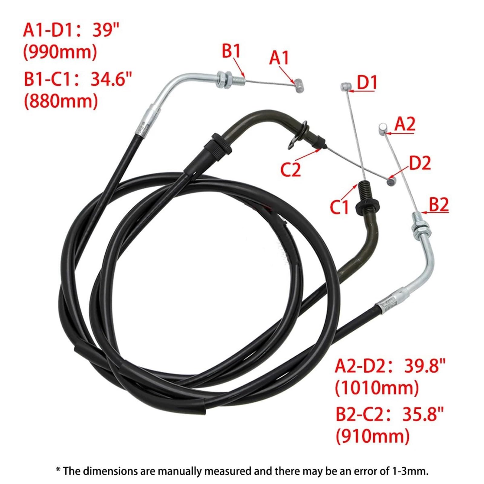 Cables de acelerador para moto Ajuste para Yamaha Vstar Drag Star DS400/650 XVS400 XVS650 1998-2012 Cable de embrague motocicleta y línea Cables acelerador(3Pcs Set Cable)