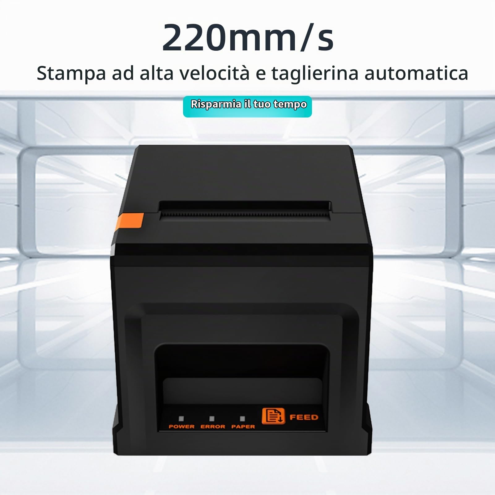 Tampante Termica per Scontrini, 80mm USB + BT Stampante per ricevute Stampante POS con taglierina automatica compatibile con supporto ESC/POS per spedizioni Affari Ristorante Supermercato