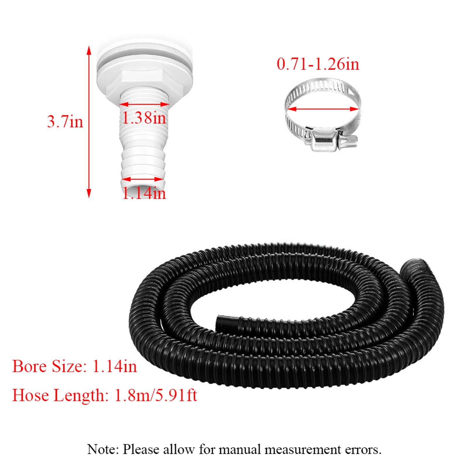 Kit de pompe de cale automatique de 1-1/8 pouces, 12 V, 100 GPH, pompe de cale avec tuyau et colliers de tuyau, ajustement universel pour piscines et bateaux