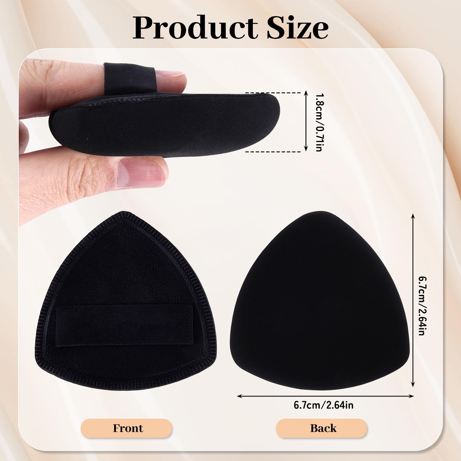 Makeup Powder Puff 2.64In Diamater, Latex-Free Makeup Sponges for Blending Foundation Liquid Cream and Powder, Triangle Powder Puff with 1 Travel Case