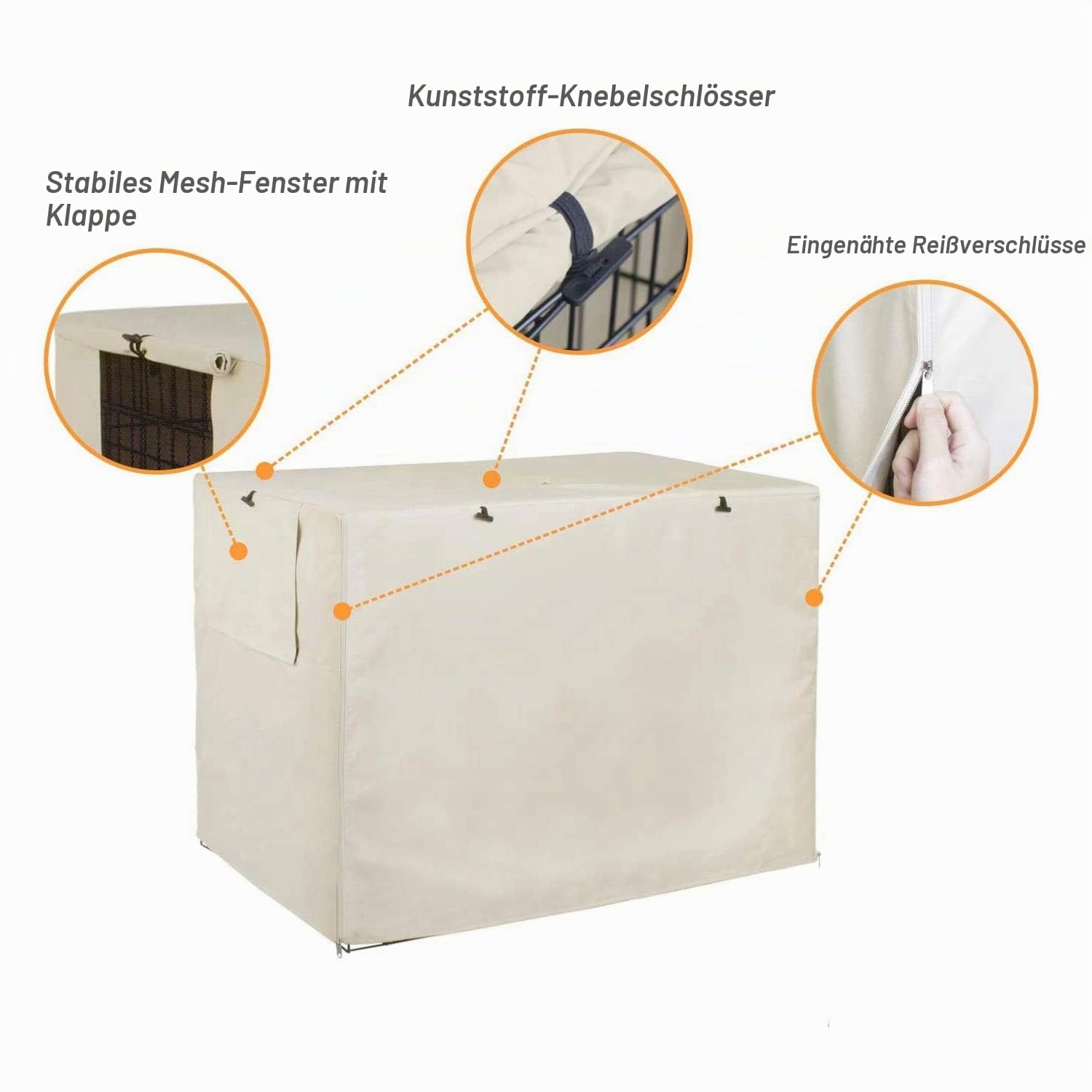 Hundekäfig-Abdeckung Ochsenstoff, universell passend für 91,4 cm Draht-Hundebox