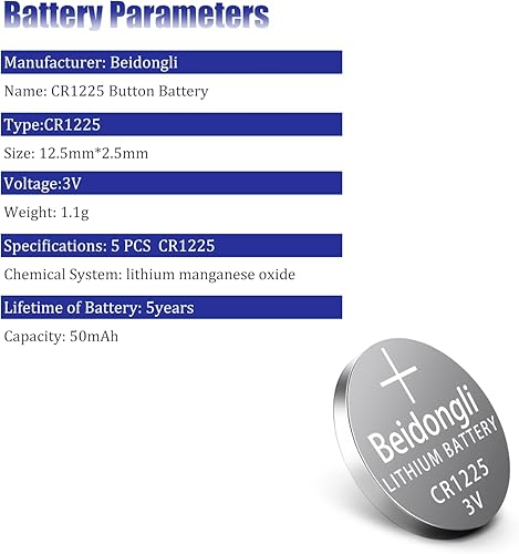 Miniatura 5 de Batería CR1225 de 3 V BR1225 CR 1225 Litio Botón Celda Monedas 5 años de garantía (20 unidades)