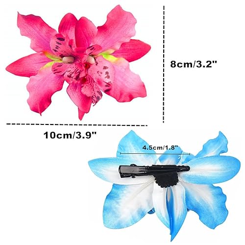 Miniatura 9 de ALIMITOPIA Pinza para el pelo de flores, tela hawaiana bohemia, orquídea artificial, horquilla, pasador, tocado, pasadores, accesorios para el