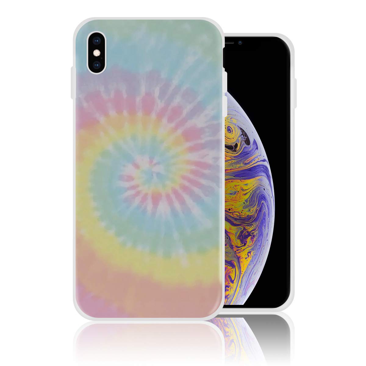 Silicone Case for iPhone XR, Pastel Tie Dye Phone Case Personalized Design Printed Shockproof Full Body Protection Anti-Scratch Drop Protection Cover