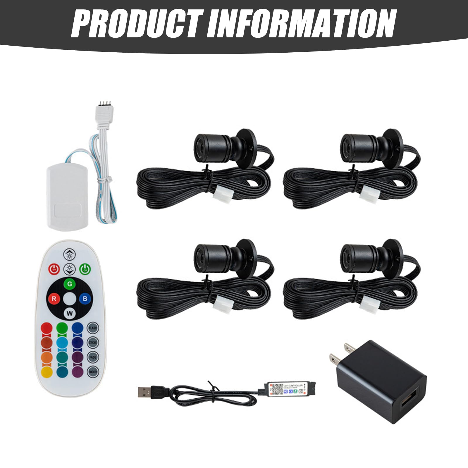 4 Stück Mini LED Strahler mit Fernbedienung, 1.5W 180° Schwenkbar Innenbereich Schranklicht, Bluetooth Steuerung, Dimmbarer Kleines Akzentlicht Set, Spotlight für Schmuck, Flur, Vitrinenschränke