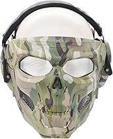 Vista 2 de Máscara de Airsoft y orejeras con protección auditiva para los oídos, protección auditiva, orejeras de cara completa, máscara de calavera