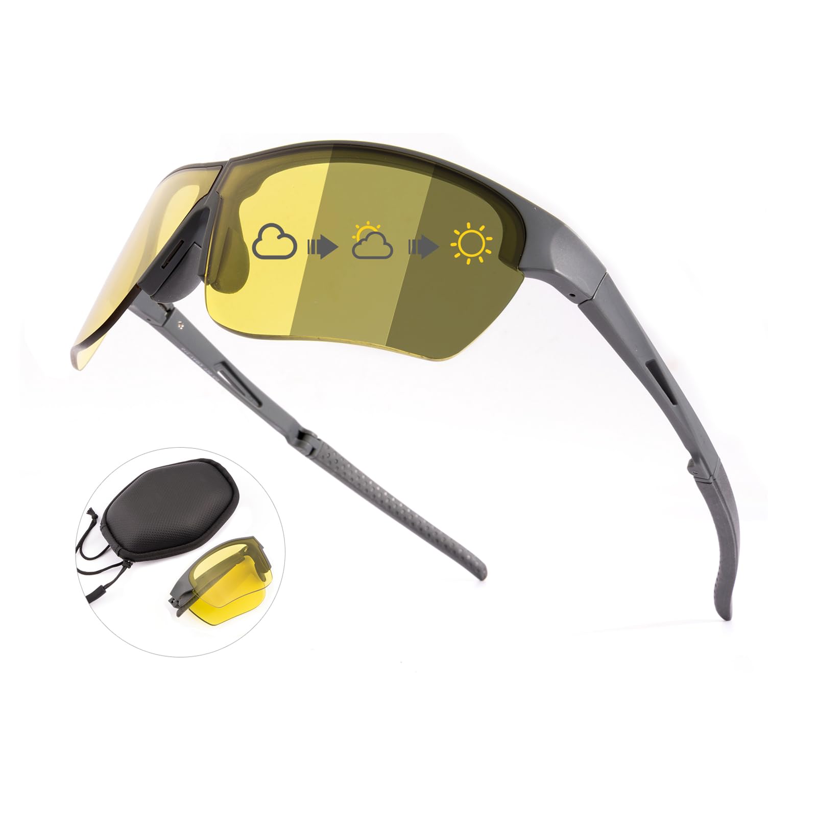 OuShiun Gafas de ciclismo fotocromáticas para hombre y mujer, gafas plegables, gafas de sol con protección UV400, marco TR90 para deportes, ciclismo, pesca