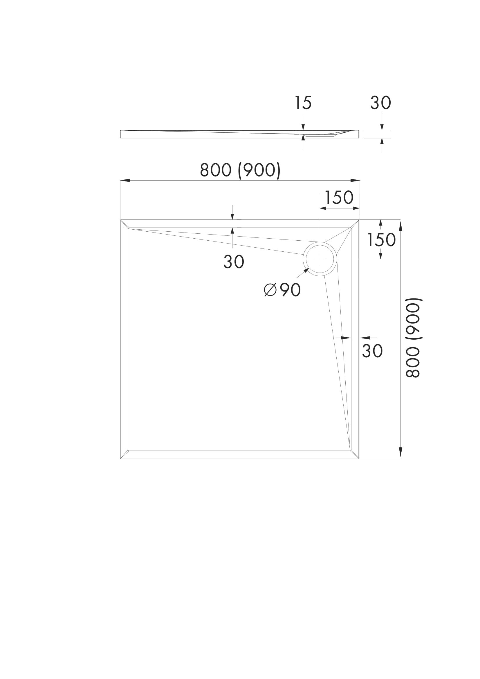 Sellon24® brodzik prysznicowy brodzik akrylowy fartuch Stabilsound® wraz z uchwytem 80 x 80 x 3 cm R55