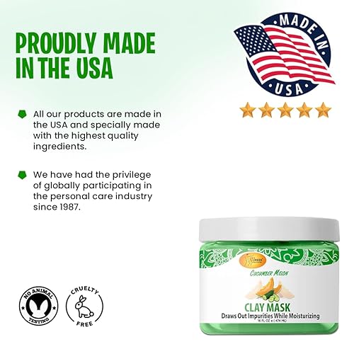 Miniatura 3 de SPA REDI - Máscara de arcilla, pepino y melón, 16 onzas - Pedicura y limpieza profunda corporal, purificación de poros de la piel, desintoxicante e