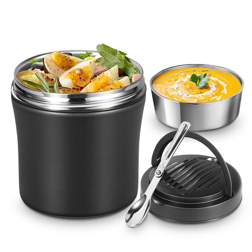 IJSDNVJNDX 40 OZ Hot Food Container Stainless Steel Vacuum Insulated Food Jar 304 Stainless Steel Soup Container with Portable Handle