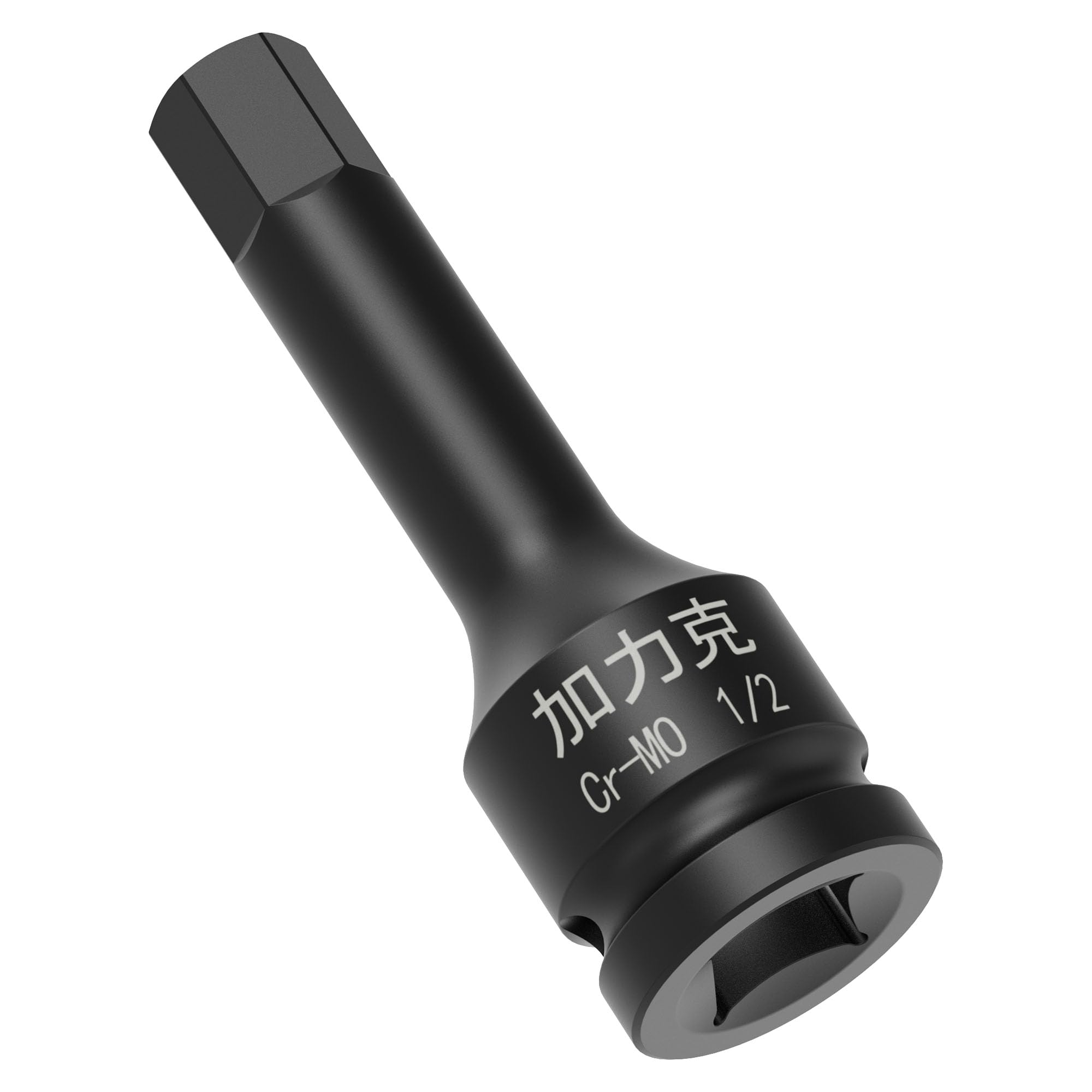 FOCMKEAS 1/2" Square Drive 1/2" Impact Hex Bit Socket, 78mm(3.07") Length, Hex Driver, Impact Grade, One-Piece Construction, 1/2" Drive Allen Bit Socket,SAE Cr-Mo Steel, Black
