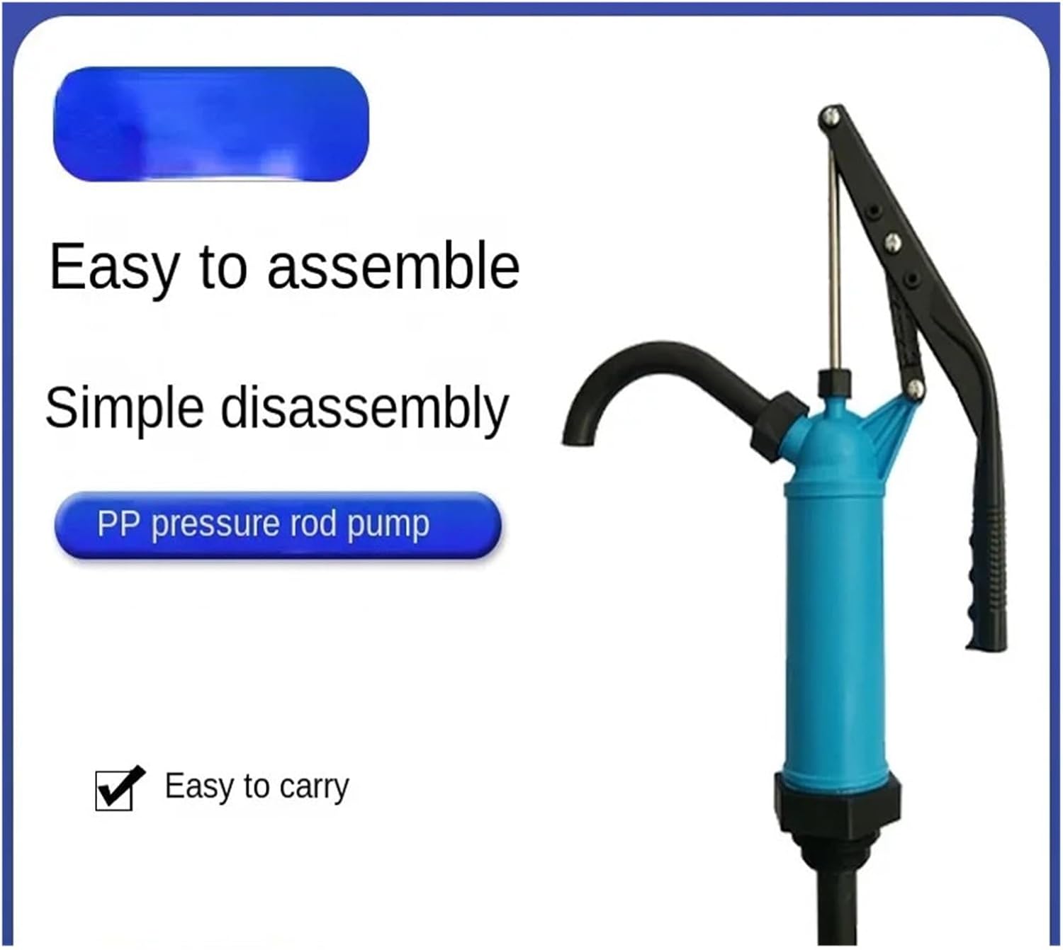 Drum Pump, PP Plastic Hand Pressure Drum Pump Portable Manual Oil Barrel For Liquid Transfer,Barrel Pump